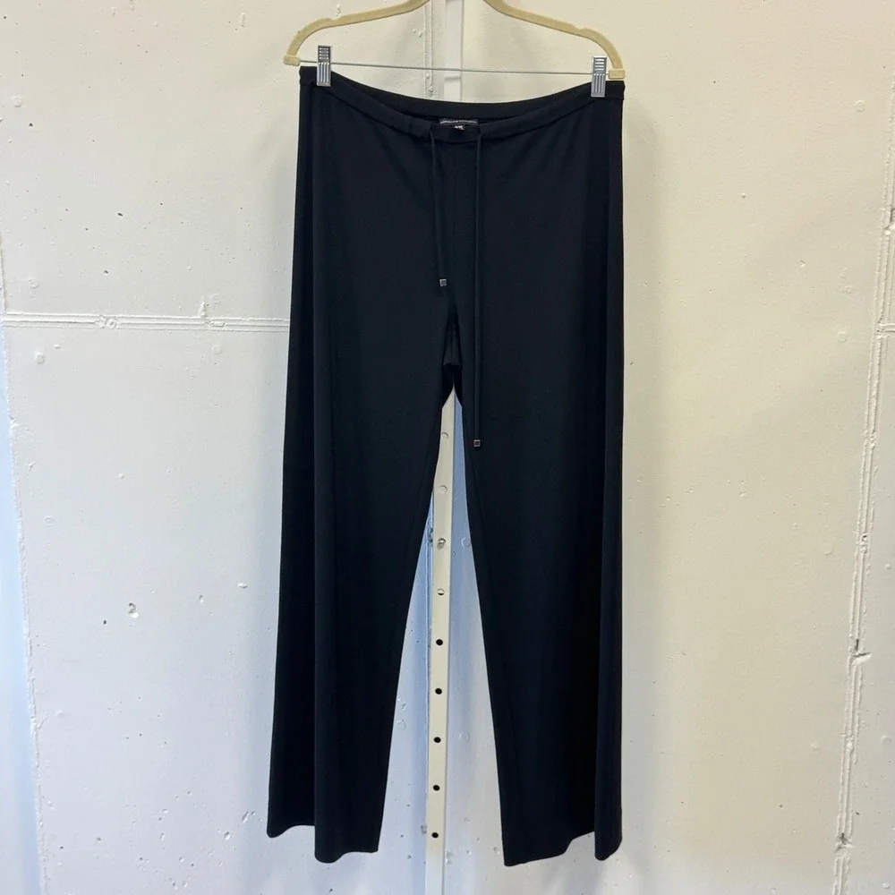 Adrienne Vittadini Black Wide Leg Drawstring‎ Trousers Size 6 Dress Pants Career